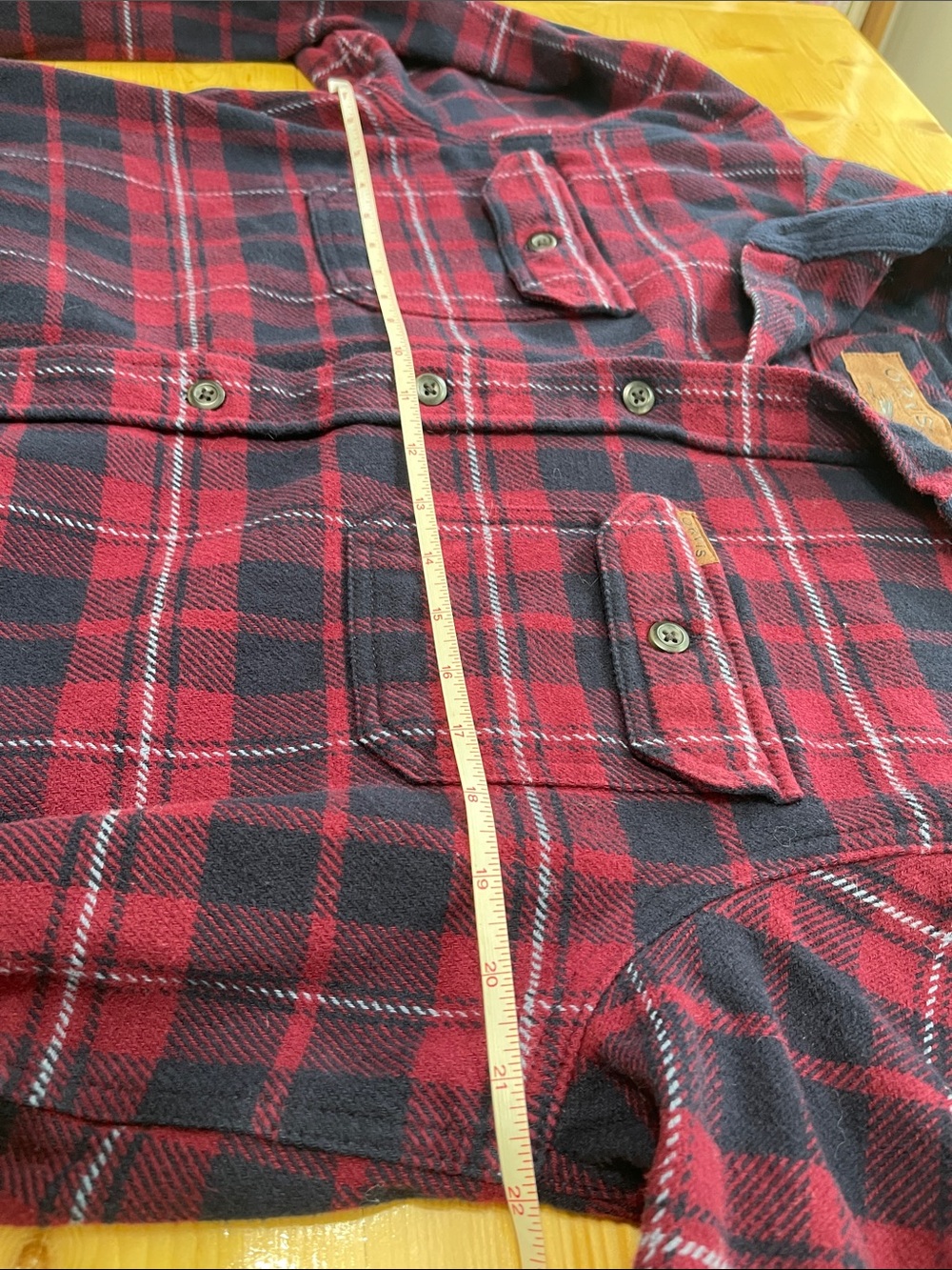 Orvis Big Bear Sangria Red / Navy Blue Tartan Plaid Heavy 100% Cotton Flannel M - Picture 10 of 16